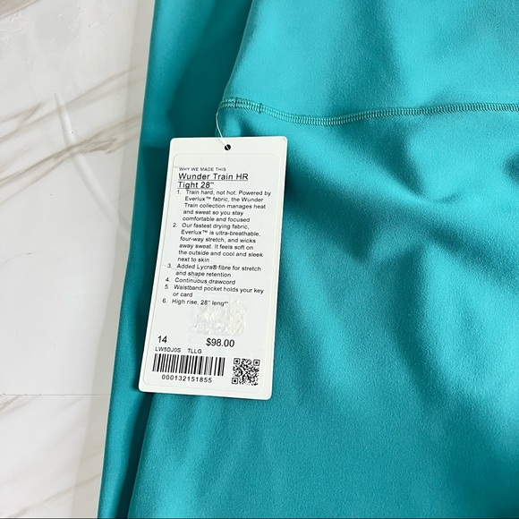 Lululemon Wunder Train High-Rise Tight Leggings 28" Inseam Teal Lagoon Soft - Picture 10 of 13